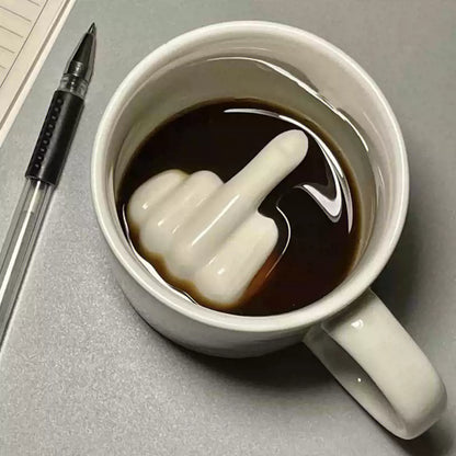 Coffee Mug Funny Ceramic Cup Creative Middle Finger Design for Home