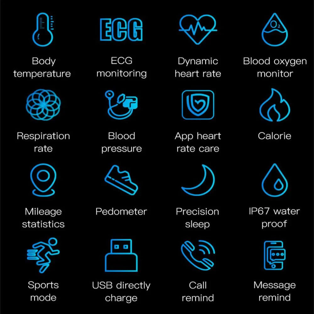 Smart Watch Health Tracker with ECG Heart Rate Blood Pressure