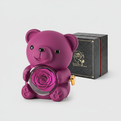 Cute Teddy Bear Preserved Rose Elegant Gift Box