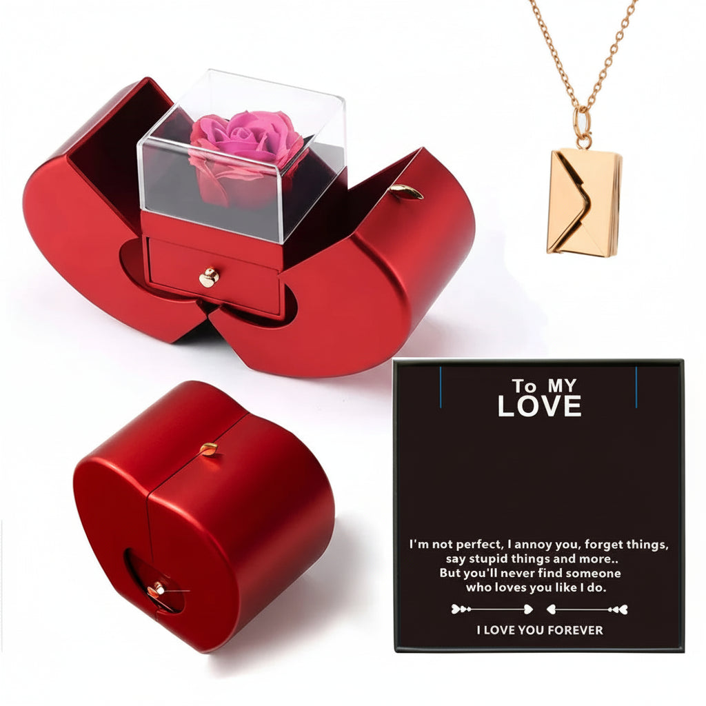 Apple Jewelry Box Eternal Flower Rose Valentines Gift