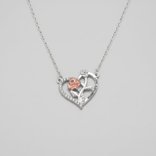 I Love You Forever Necklace Bear Rose Flower Gift Box