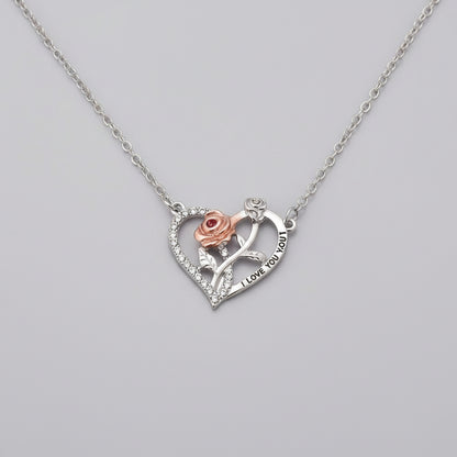 I Love You Forever Necklace Bear Rose Flower Gift Box