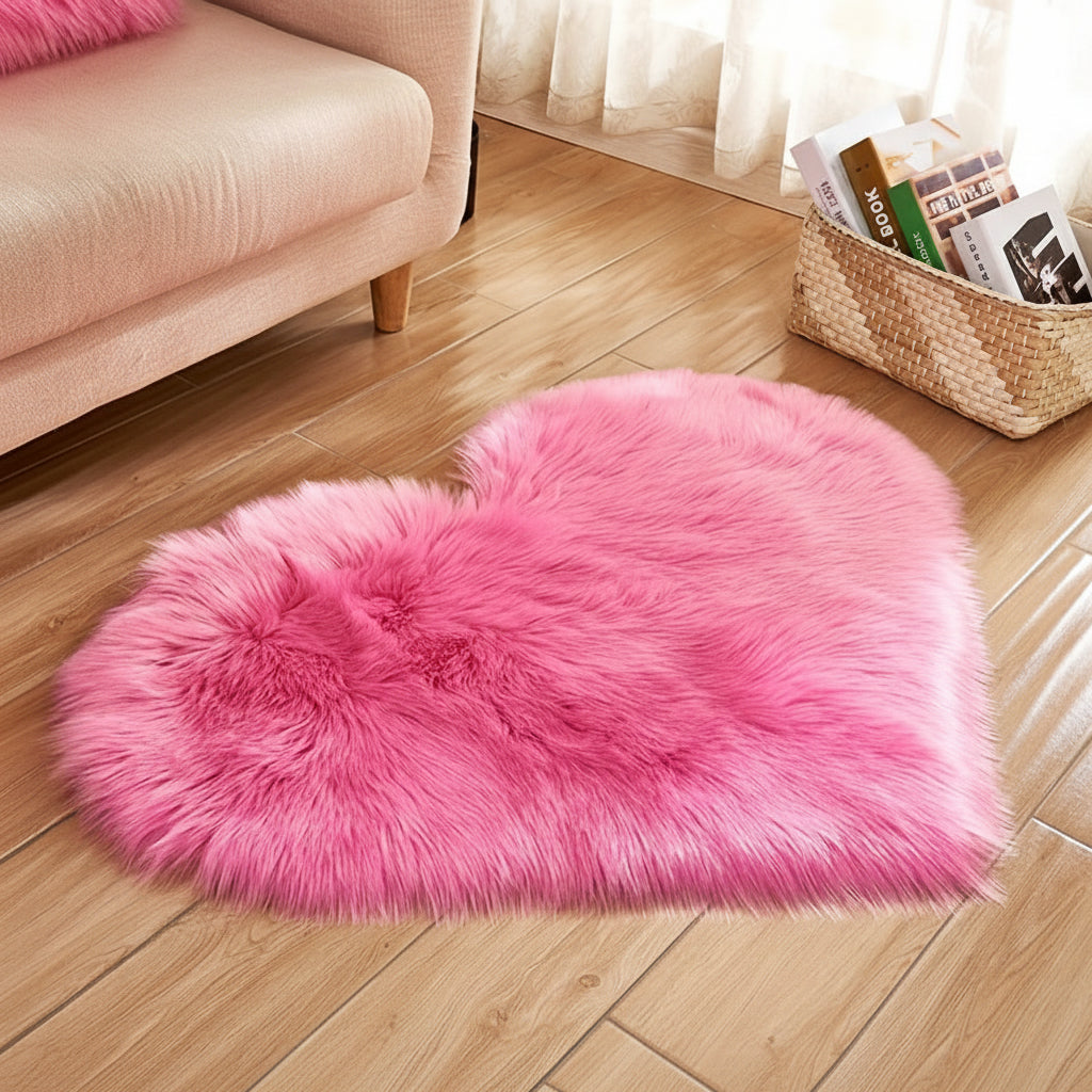 Plush Heart Shaped Mat Soft Decorative Mat Valentines