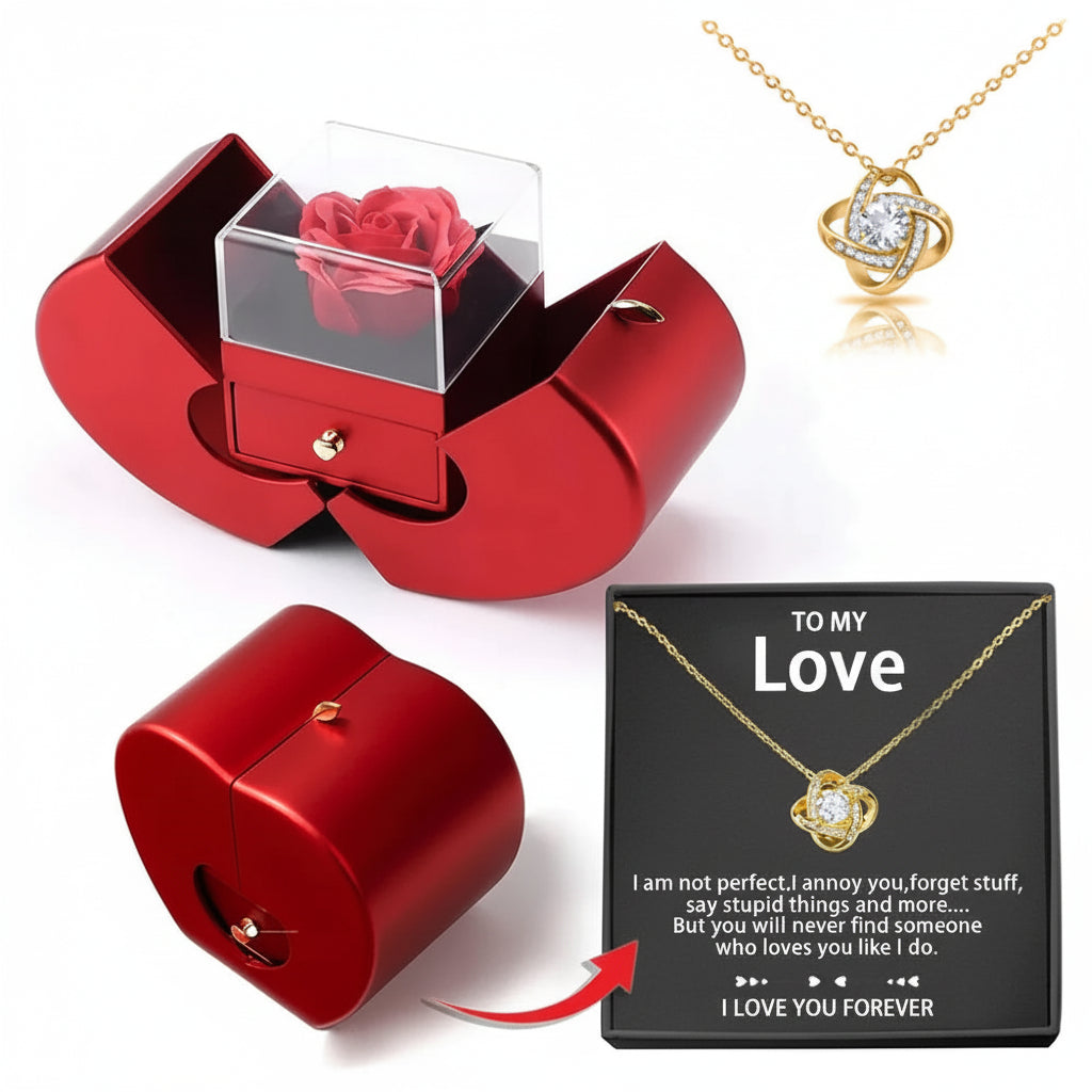 Apple Jewelry Box Eternal Flower Rose Valentines Gift