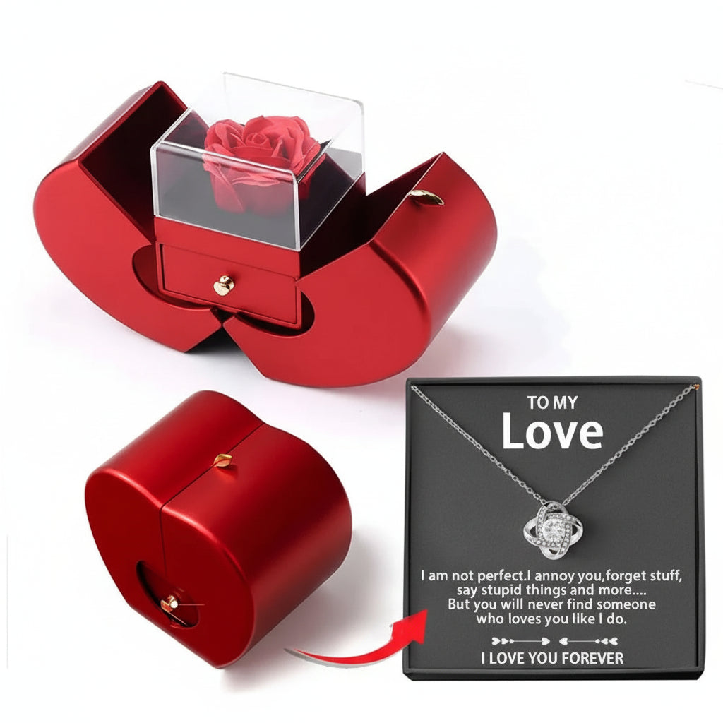 Apple Jewelry Box Eternal Flower Rose Valentines Gift