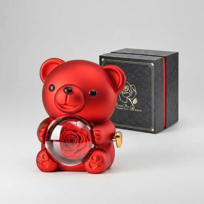Cute Teddy Bear Preserved Rose Elegant Gift Box