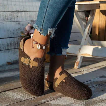 Womens Slippers Wool Lined Winter Warm Non Slip House Shoes