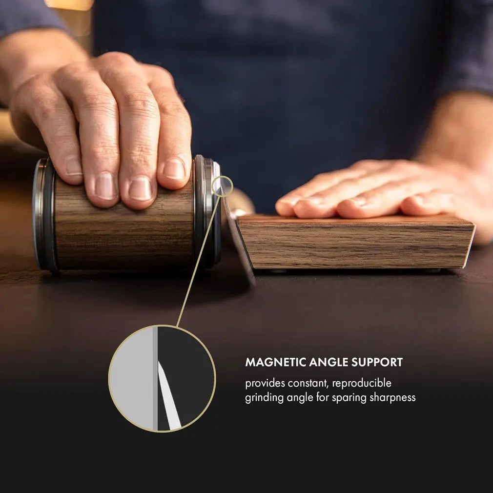 Rolling Knife Sharpener Set | Magnetic Angle Guide Support
