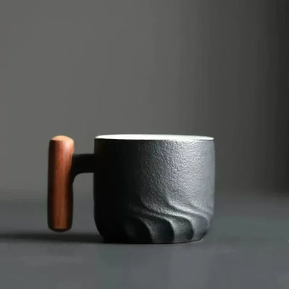 Ceramic Espresso Cup with Wooden Handle | Compact Daily Luxury