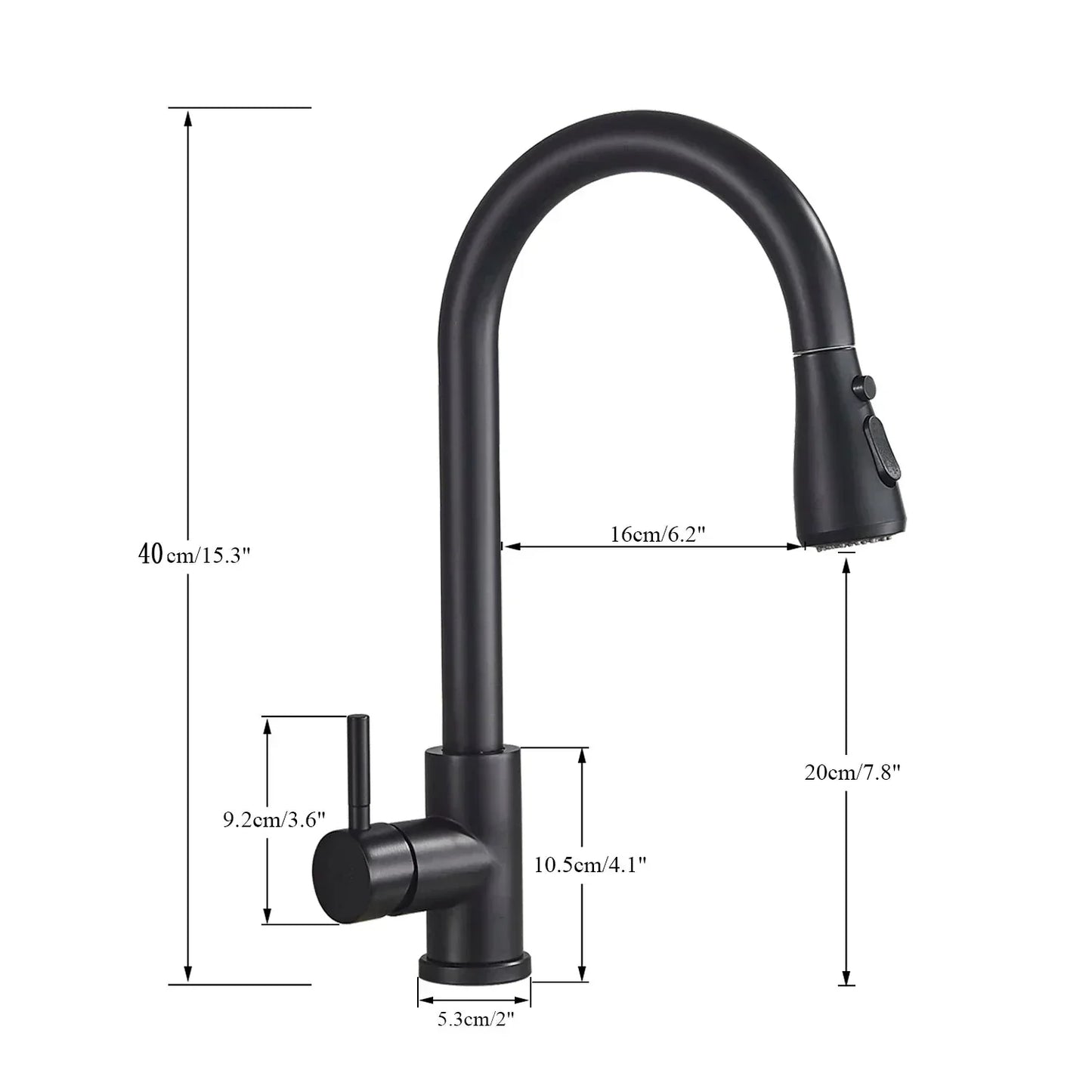 Kitchen Faucet Single Handle Pull-Out Spray Stainless Steel Modern