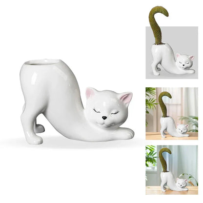 Grow a Tail Cat-Shaped Planter Vase