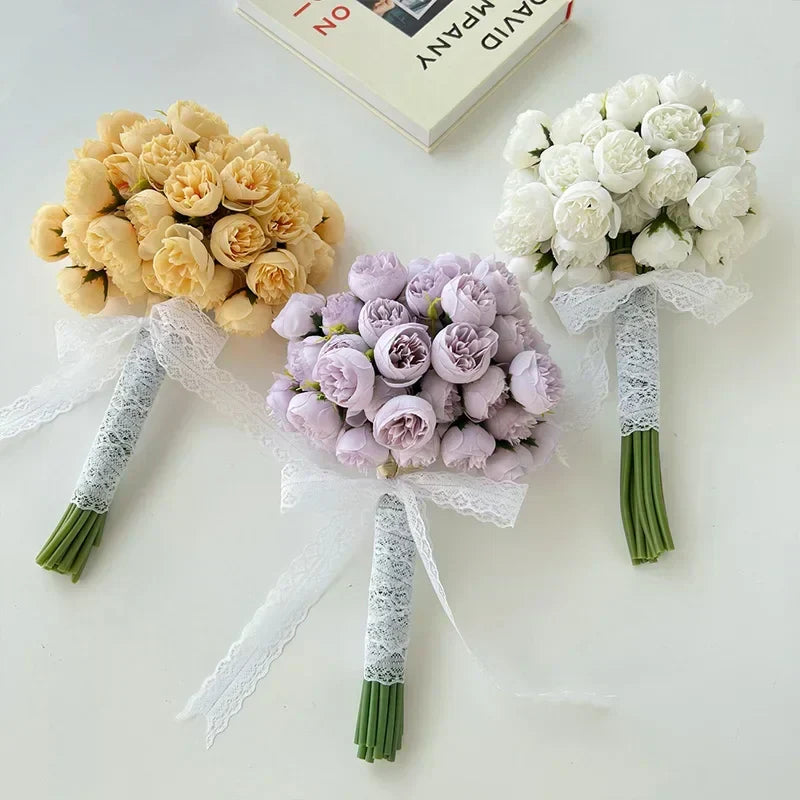 Wedding Bouquet Silk Peony Romantic 27 Bloom Flower Arrangement