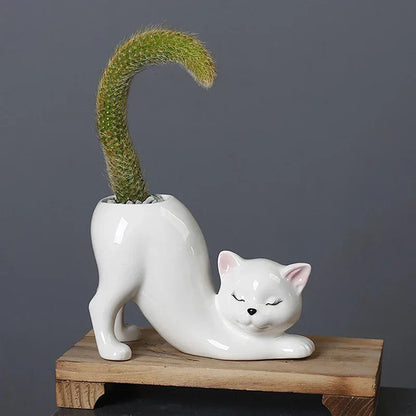 Grow a Tail Cat-Shaped Planter Vase