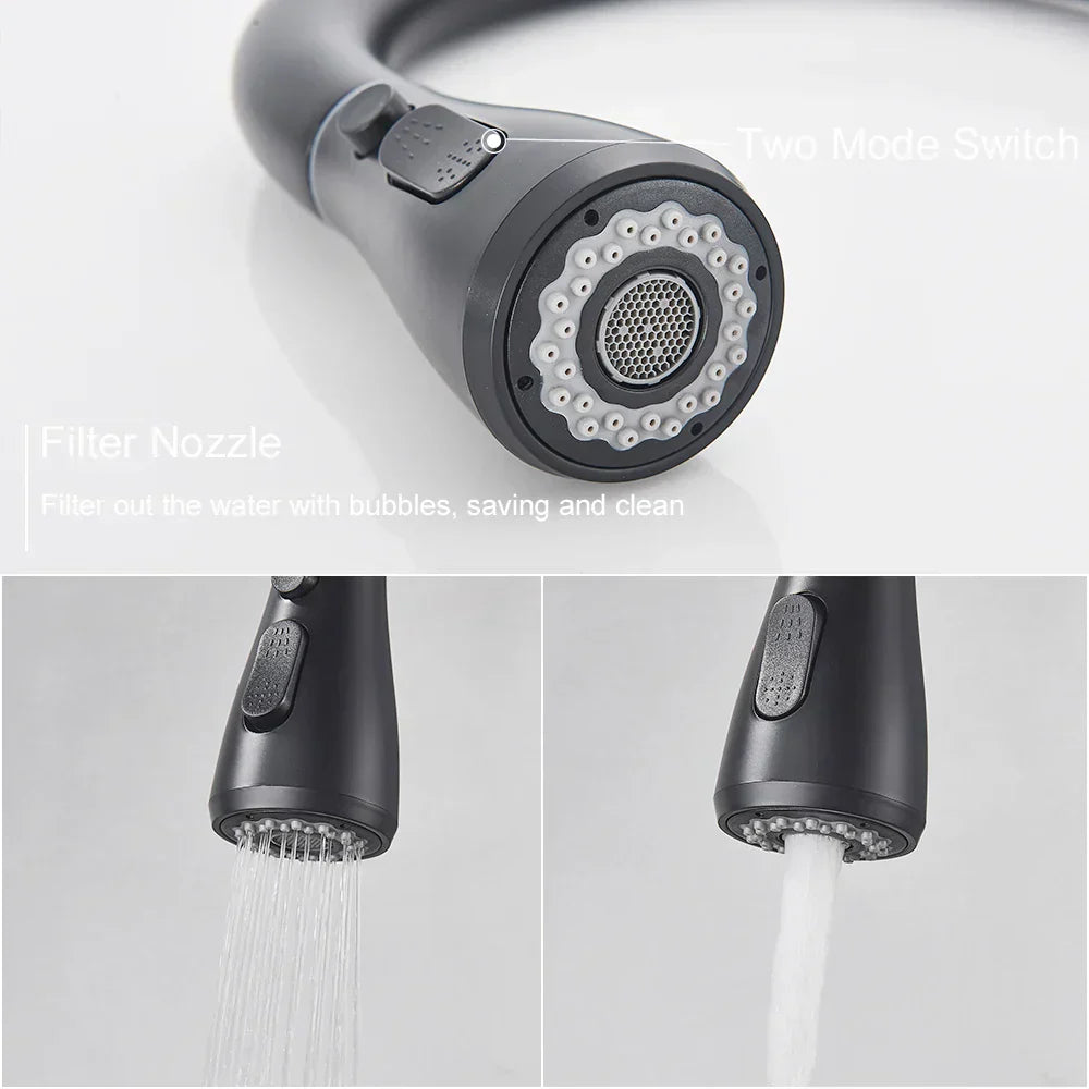 Kitchen Faucet Single Handle Pull-Out Spray Stainless Steel Modern