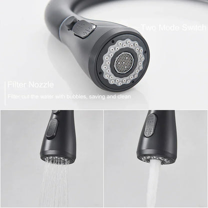 Kitchen Faucet Single Handle Pull-Out Spray Stainless Steel Modern