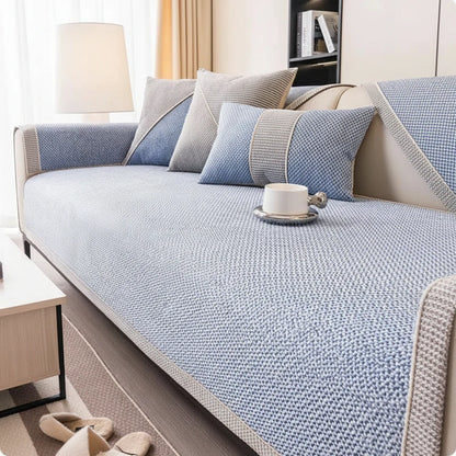 Sofa Cover Cotton Linen Quilted Non Slip Furniture Protector