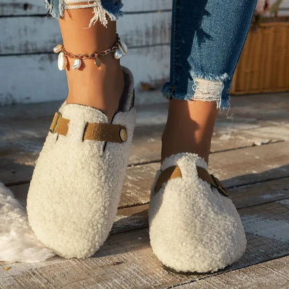 Slippers Shearling Mule Wool Lined Non Slip House Shoes