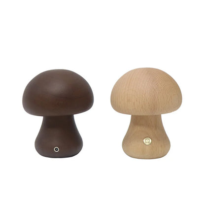 Mushroom LED Table Lamp | Wooden Touch-Control Light