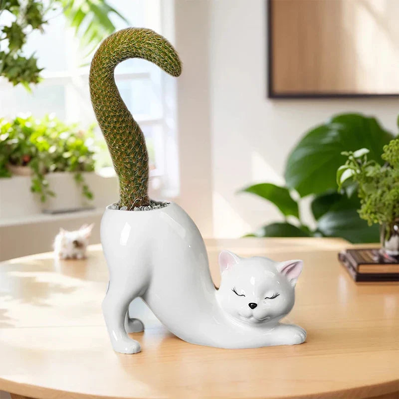 Grow a Tail Cat-Shaped Planter Vase