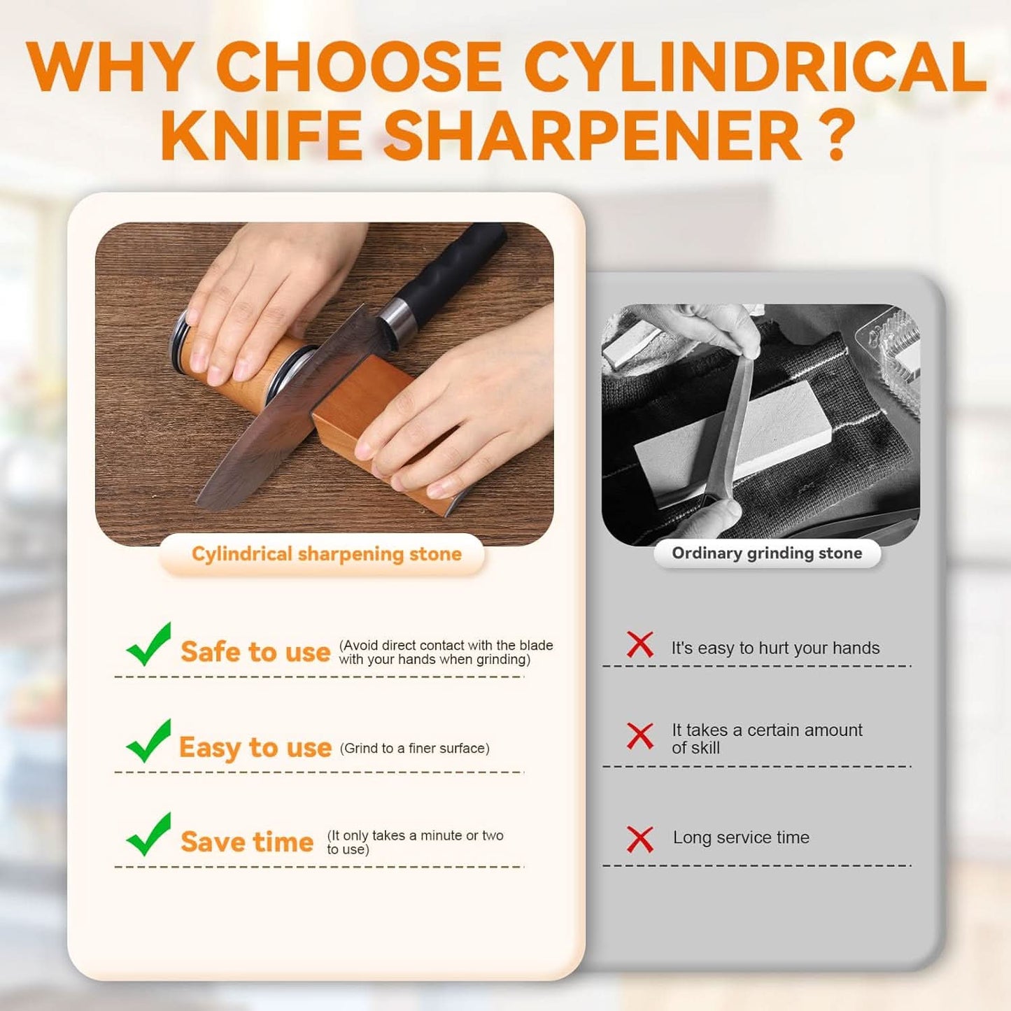 Knife Sharpener Rolling Diamond Ceramic Manual Kitchen Sharpener Tool