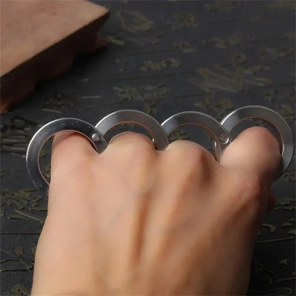 Self-Defense Ring Stainless Steel Foldable Rotatable Personal Safety Tool