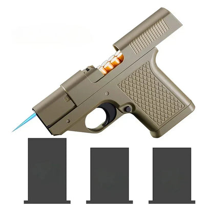 Butane Lighter Jet Flame Metal Gun Style with Storage