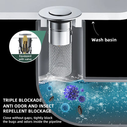 Sink Drain Strainer Pop Up Stainless Steel Stopper