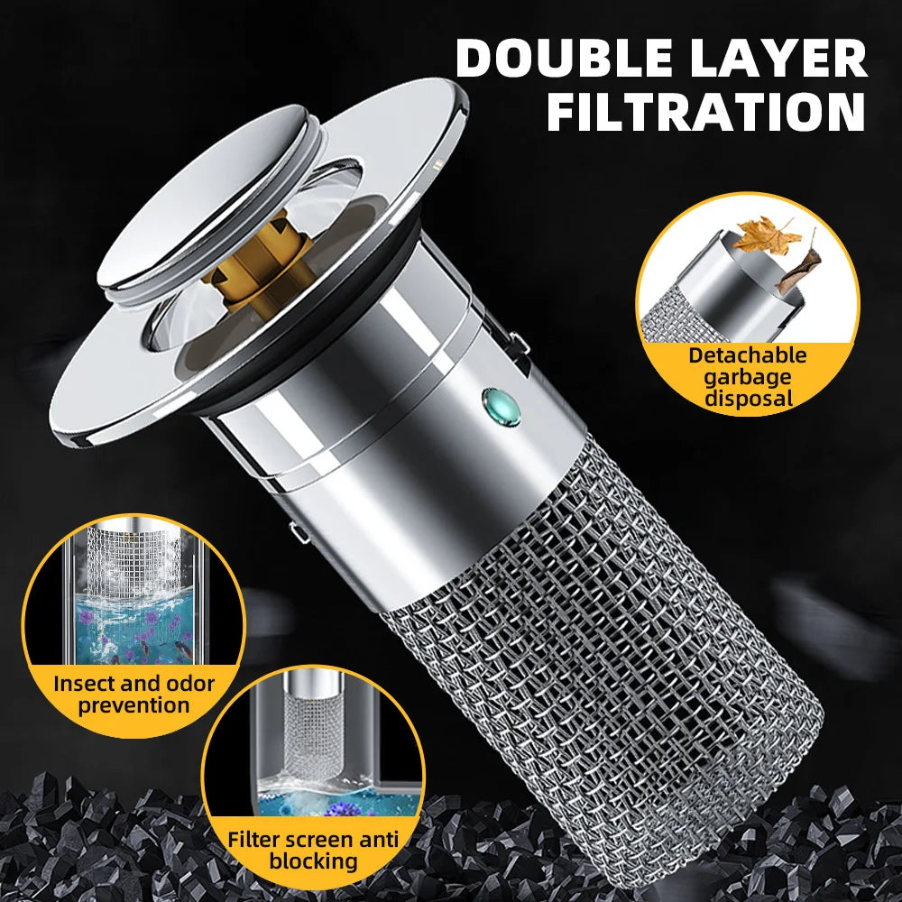 Sink Drain Strainer Pop Up Stainless Steel Stopper