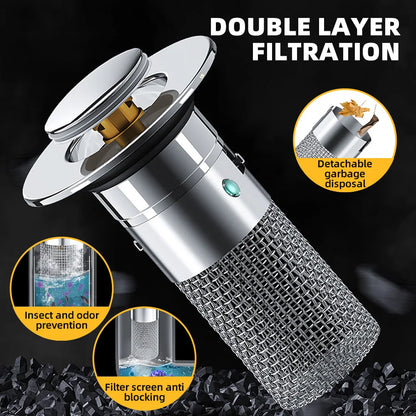 Sink Drain Strainer Pop Up Stainless Steel Stopper