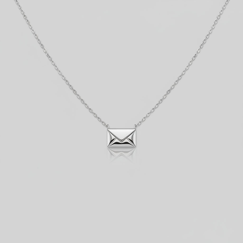Gold Silver Envelope Necklace Womens Valentines Gift