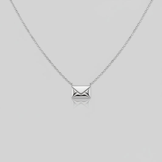 Gold Silver Envelope Necklace Womens Valentines Gift