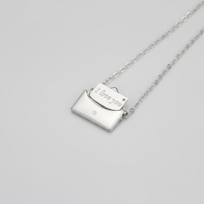 Gold Silver Envelope Necklace Womens Valentines Gift