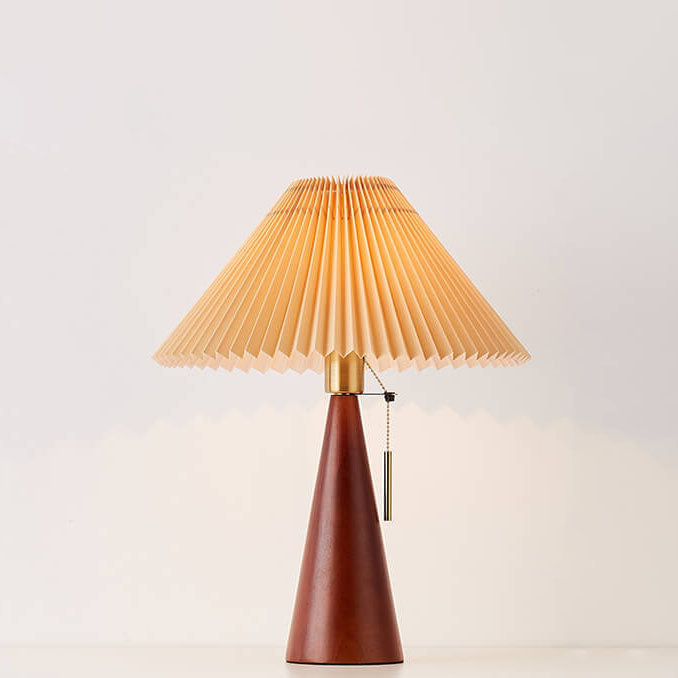 Japanese Pleated Table Lamp | Minimalist Wood & Fabric Design
