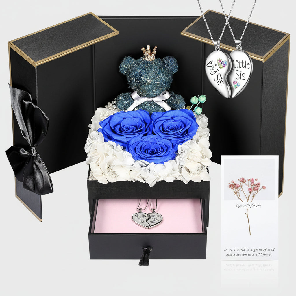 Eternal Roses I Love You 100 Languages Necklace Bear