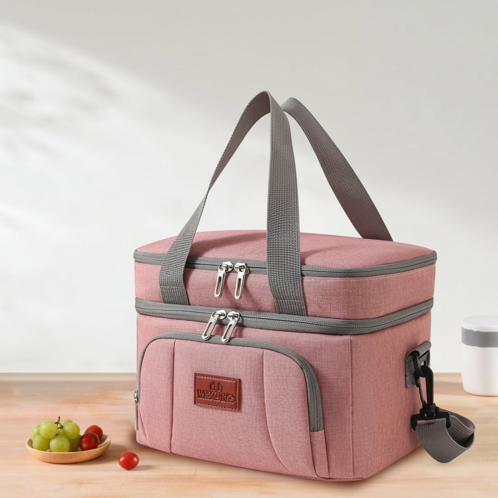 Multifunctional Double Layers Cooler Lunch Bags Large Capacity
