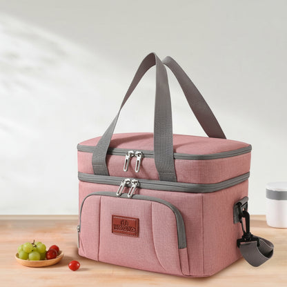 Multifunctional Double Layers Cooler Lunch Bags Large Capacity
