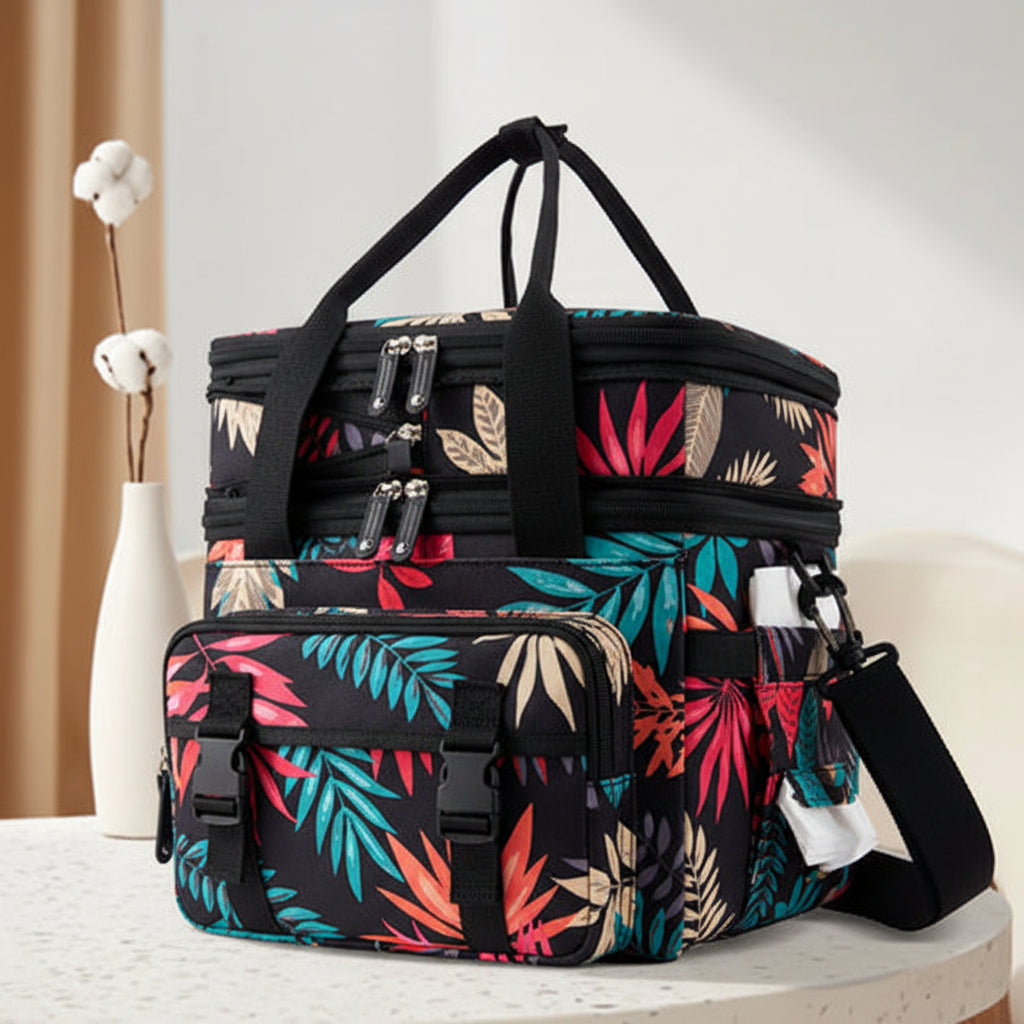 Multifunctional Double Layers Cooler Lunch Bags Large Capacity