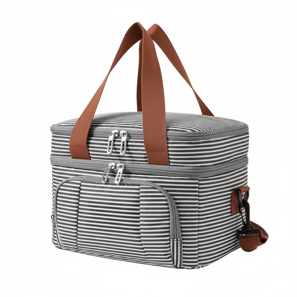 Multifunctional Double Layers Cooler Lunch Bags Large Capacity