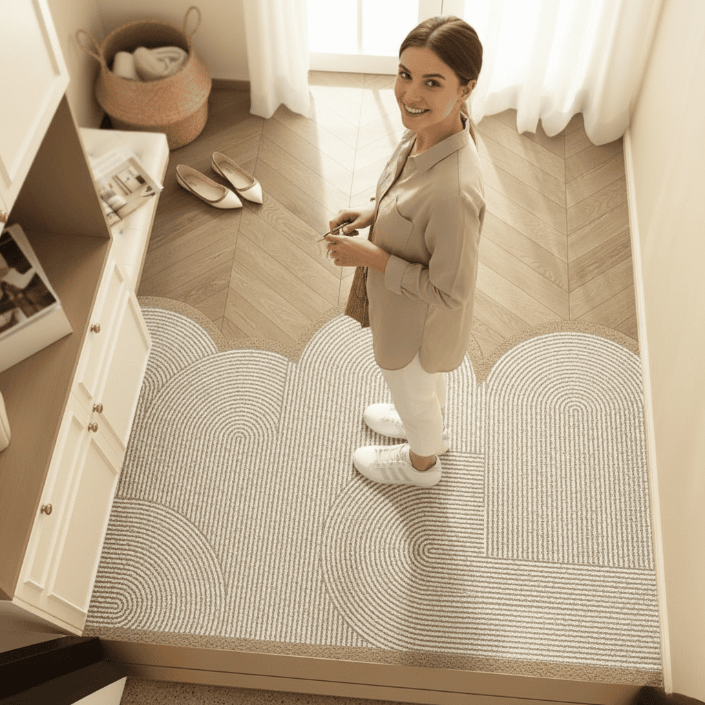 Antislip Deurmat van PVC Wasbaar met Bloemmotief voor Entree en Hal