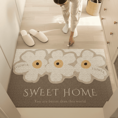 Antislip Deurmat van PVC Wasbaar met Bloemmotief voor Entree en Hal