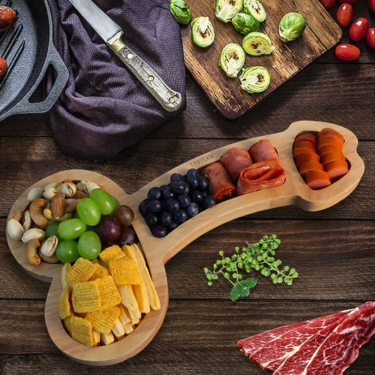 Cheese Board Wooden Serving Platter with Compartments