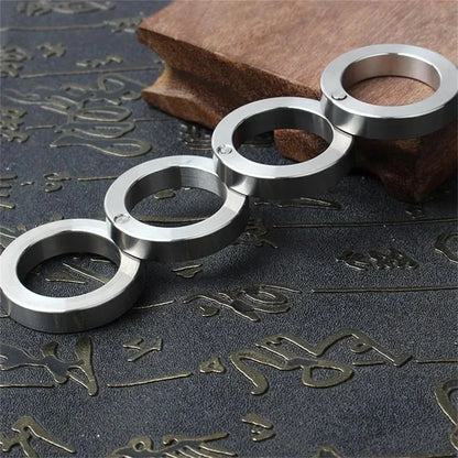 Self-Defense Ring Stainless Steel Foldable Rotatable Personal Safety Tool