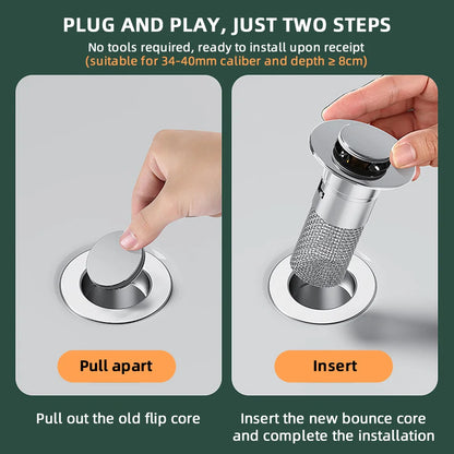 Sink Drain Strainer Pop Up Stainless Steel Stopper