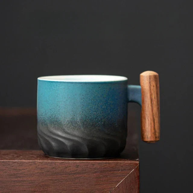 Ceramic Espresso Cup with Wooden Handle | Compact Daily Luxury