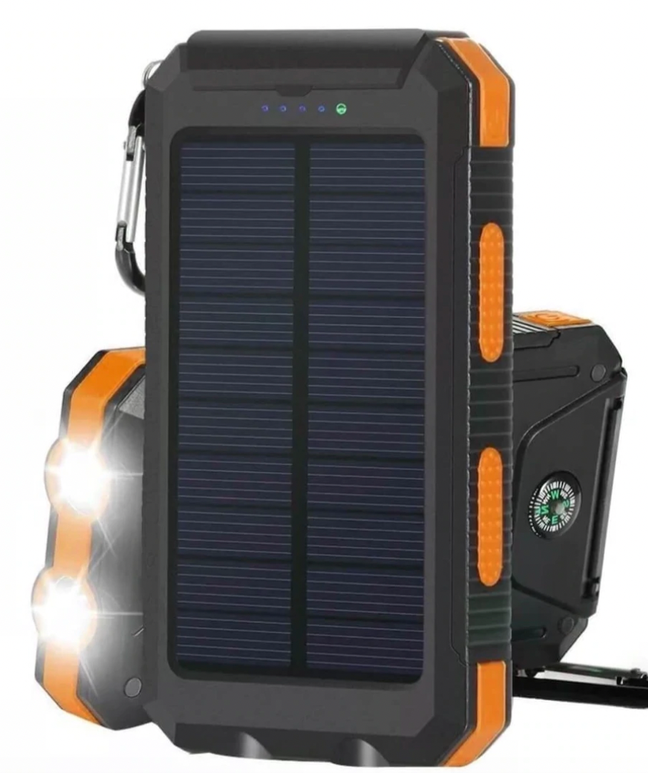 Solar Power Bank Portable Charger Waterproof Shockproof with LED Flashlight