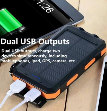 Solar Power Bank Portable Charger Waterproof Shockproof with LED Flashlight