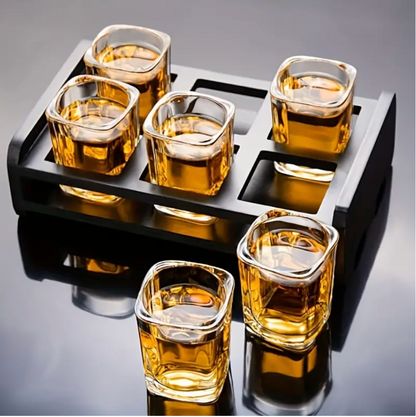 Shot Glass Set Whiskey Tasting Glasses with Serving Tray