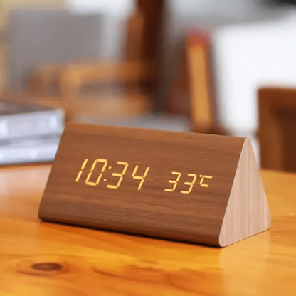 Wood Alarm Clock LED Digital Smart Voice Activated Desk Clock