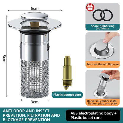 Sink Drain Strainer Pop Up Stainless Steel Stopper