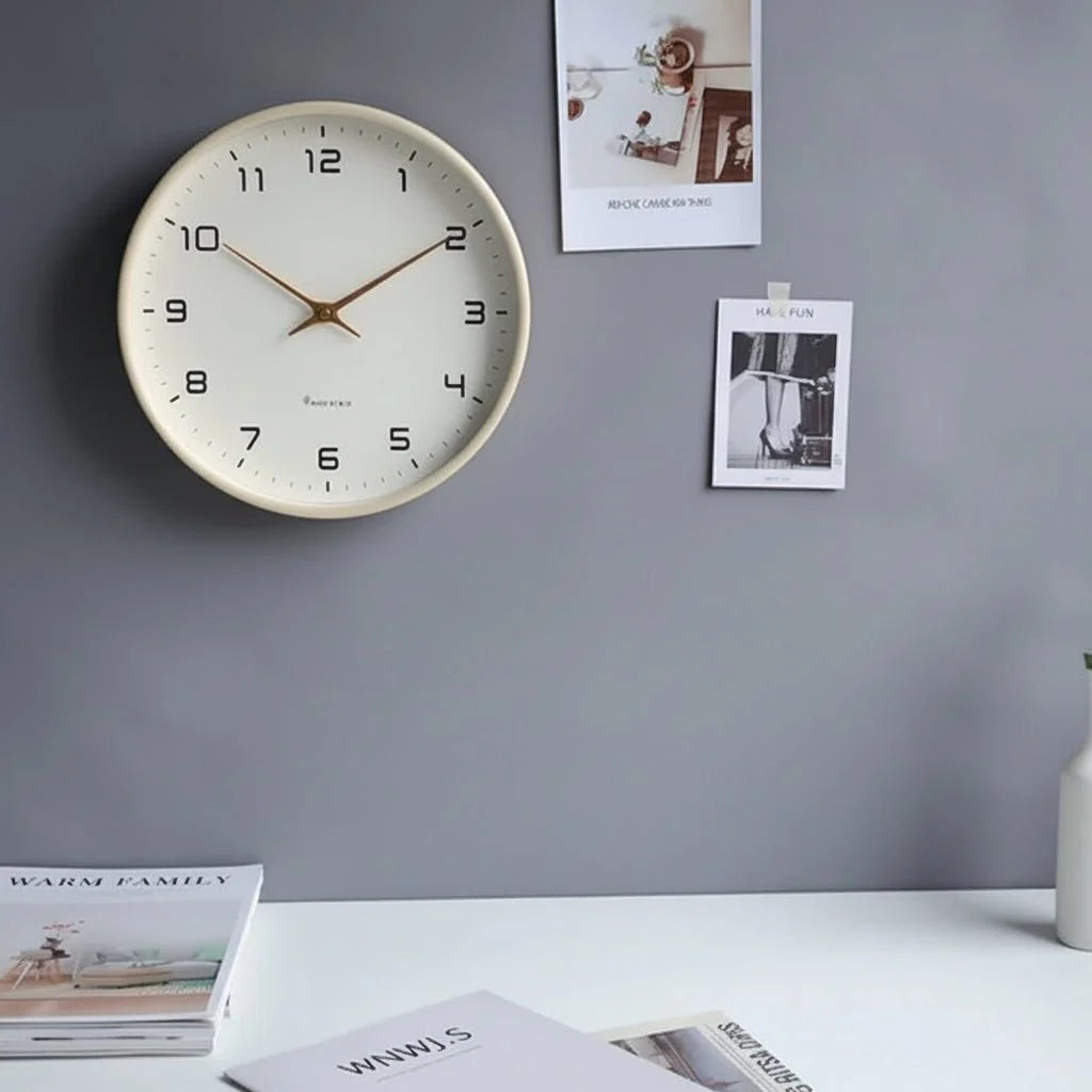 Wall Clock Wooden Scandinavian Minimalist Silent Quartz Clock